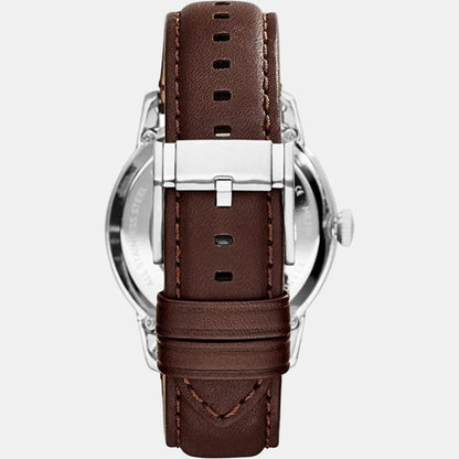 Towns Men Automatic Black Dial Multi-Function Leather Watch ME3061