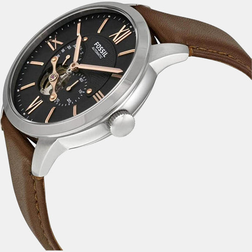 Towns Men Automatic Black Dial Multi-Function Leather Watch ME3061