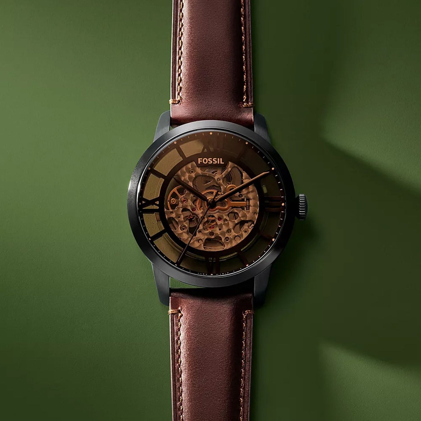 Towns Men Automatic Brown Dial Analog Leather Watch ME3098