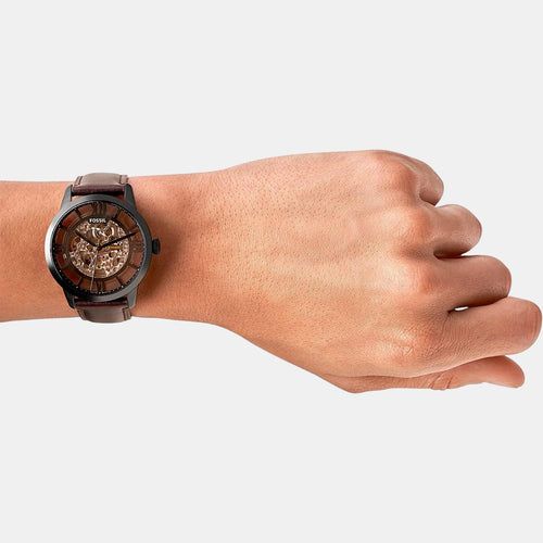 Towns Men Automatic Brown Dial Analog Leather Watch ME3098