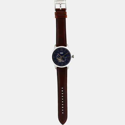 Towns Men Automatic Blue Dial Multi-Function Leather Watch ME3110