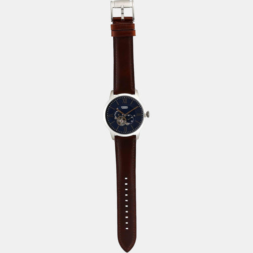 Towns Men Automatic Blue Dial Multi-Function Leather Watch ME3110