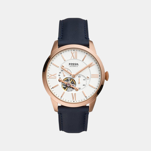 Towns Men Automatic White Dial Multi-Function Leather Watch ME3171