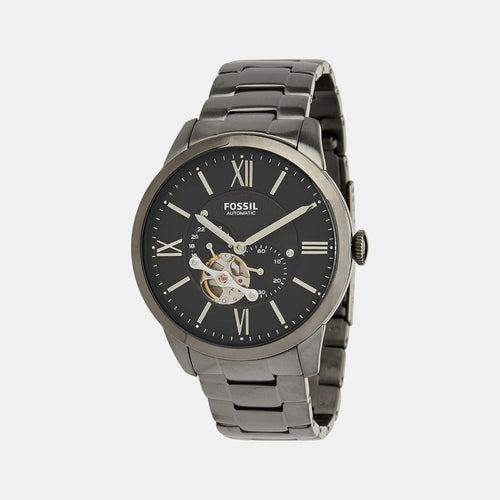 Towns Men Automatic Black Dial Multi-Function Stainless Steel Watch ME3172