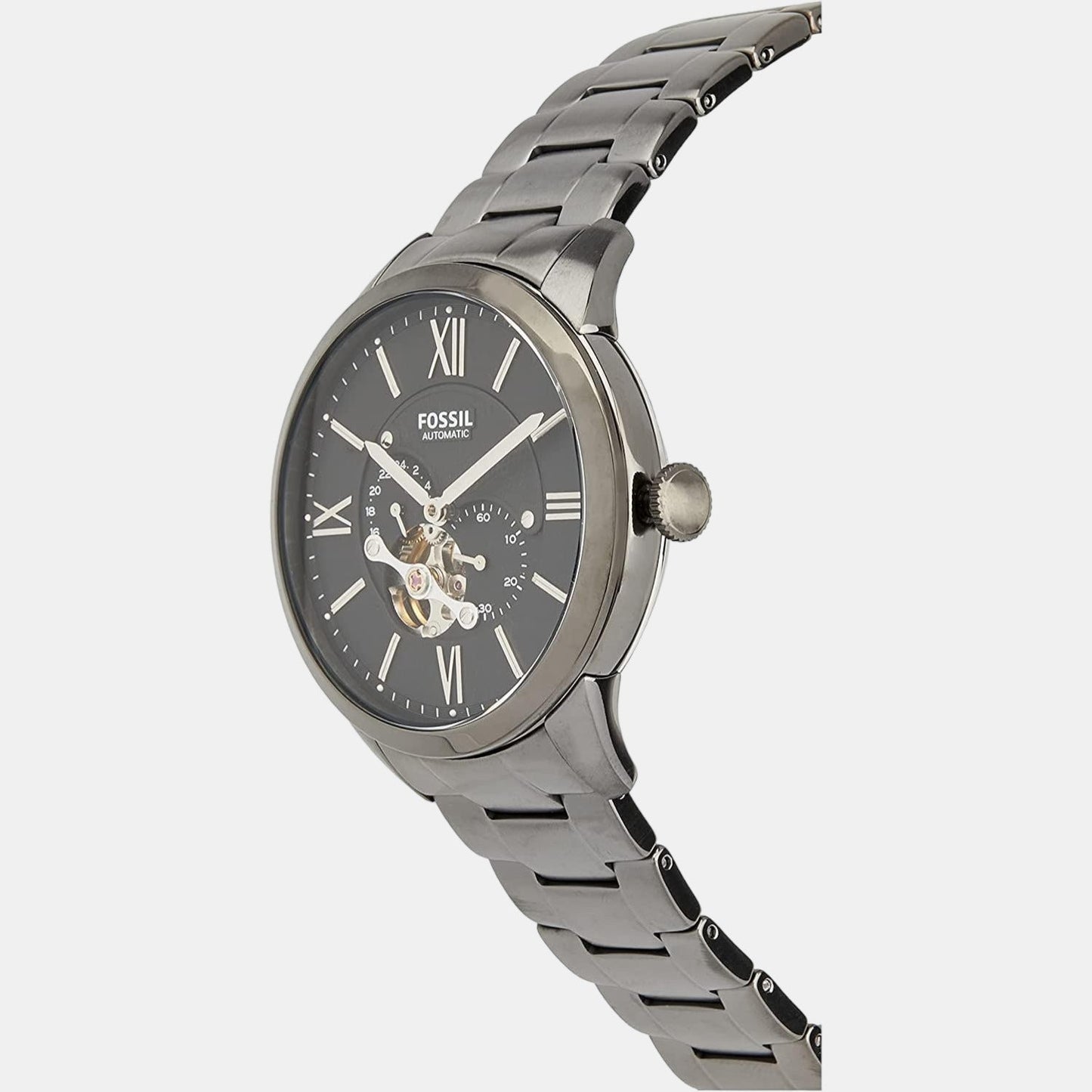 Towns Men Automatic Black Dial Multi-Function Stainless Steel Watch ME3172