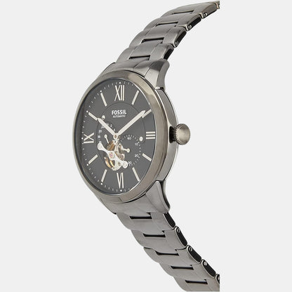 Towns Men Automatic Black Dial Multi-Function Stainless Steel Watch ME3172