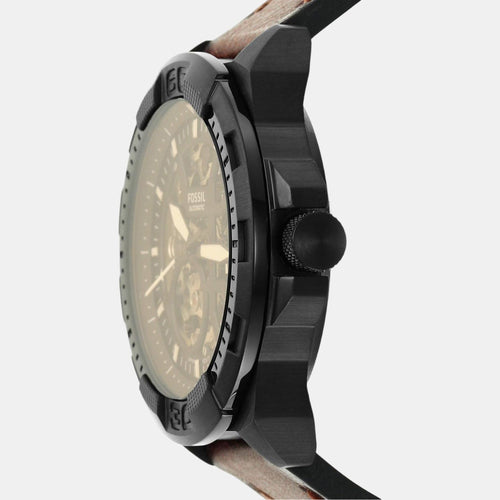 Bronson Men Automatic Black Dial Analog Leather Watch ME3219