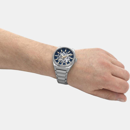 Everett Men Automatic Blue Dial Analog Stainless Steel Watch ME3220