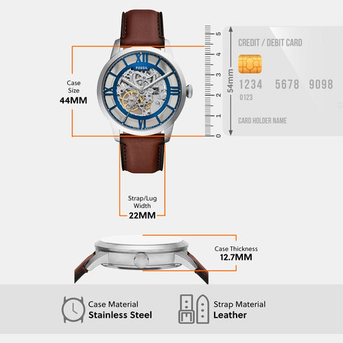 Men Mechanical Transparent Dial Analog Leather Watch ME3267