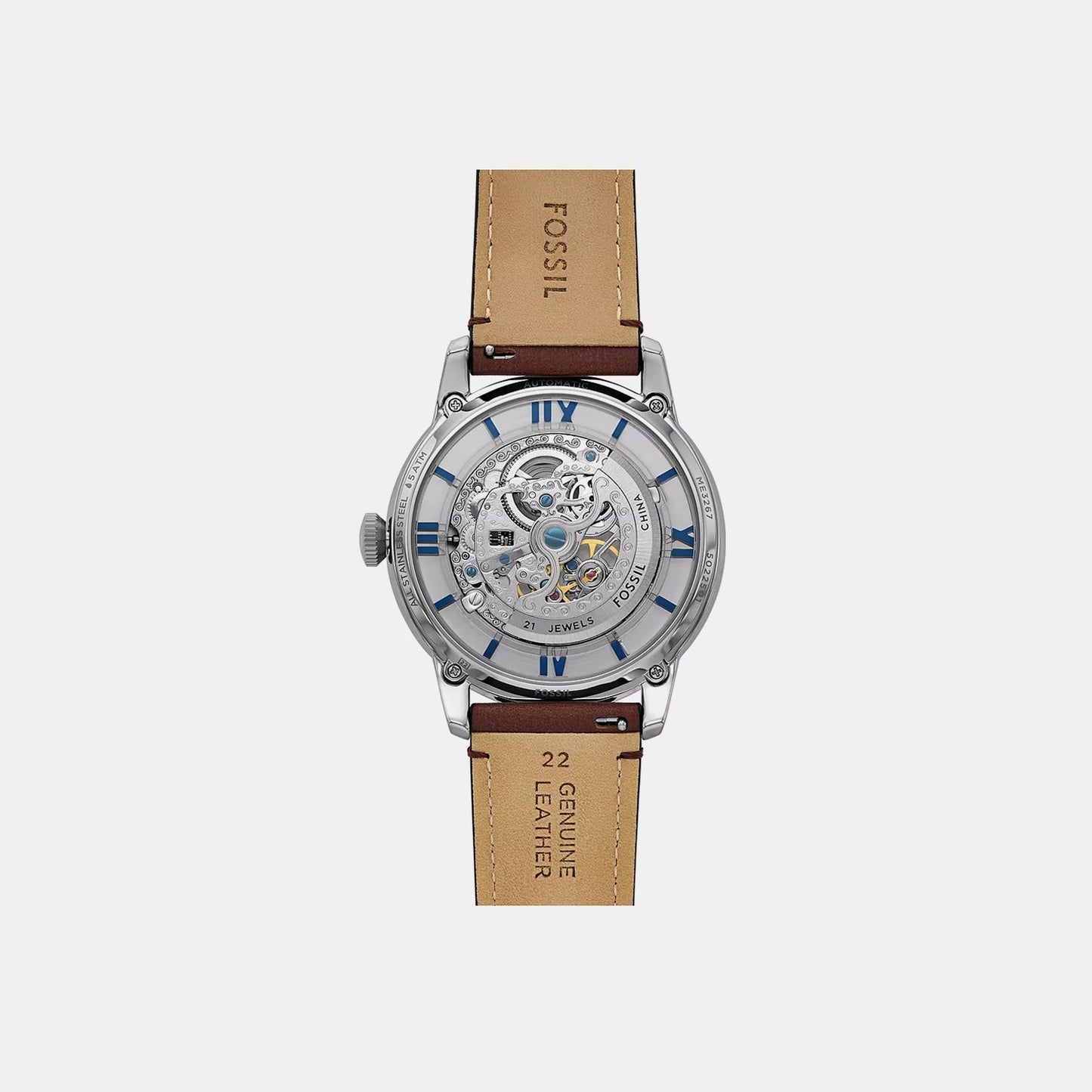 Men Mechanical Transparent Dial Analog Leather Watch ME3267