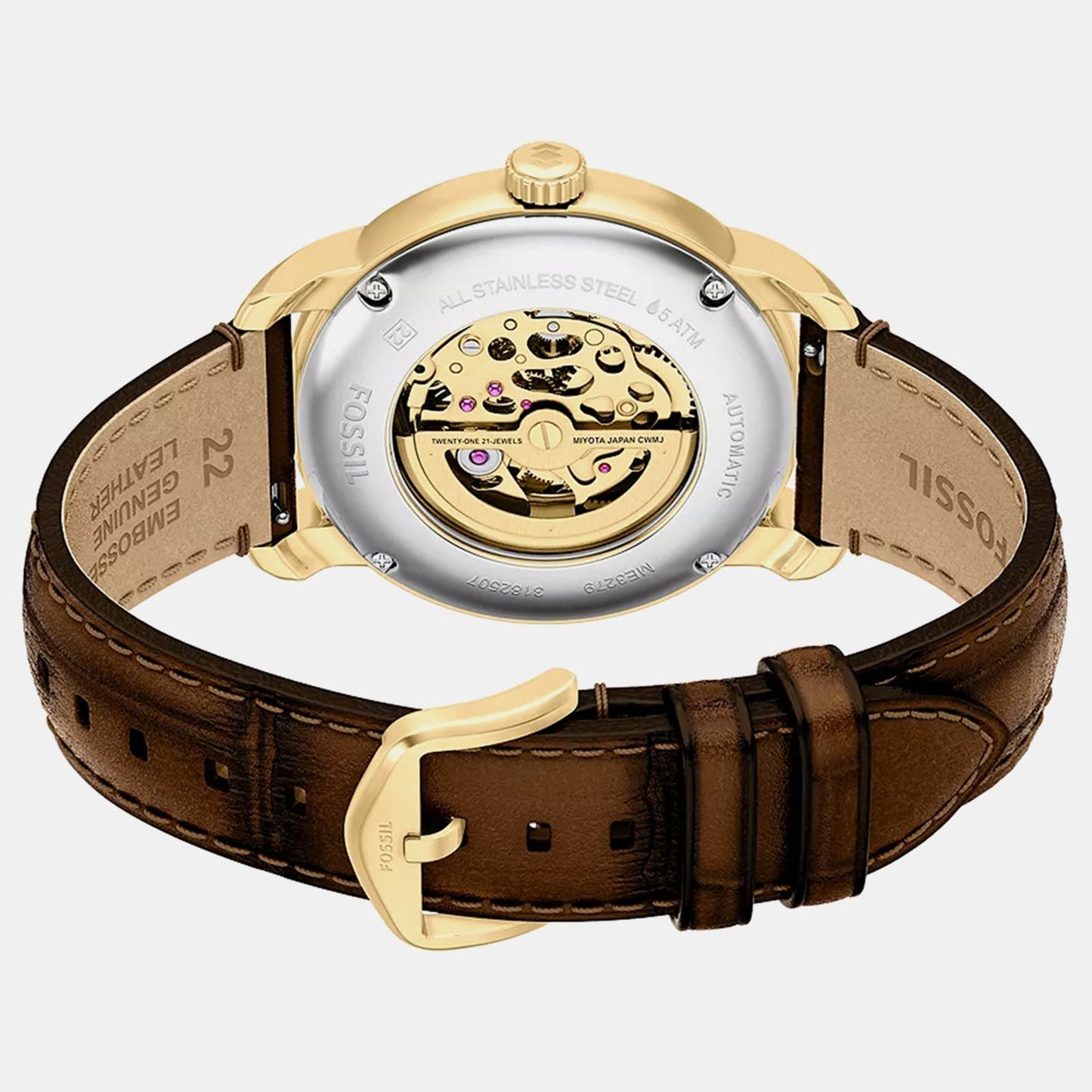Men Automatic Gold Dial Analog Leather Watch ME3279