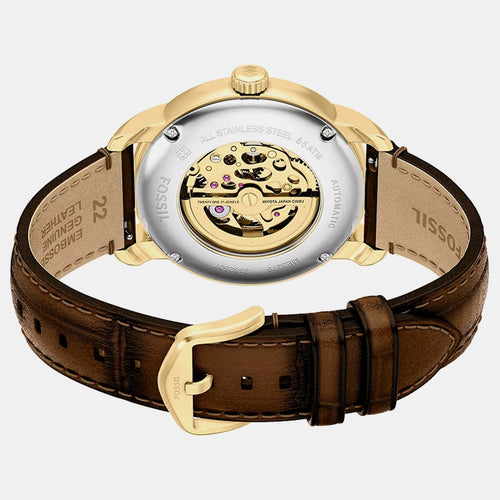 Men Automatic Gold Dial Analog Leather Watch ME3279