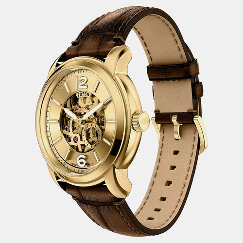 Men Automatic Gold Dial Analog Leather Watch ME3279