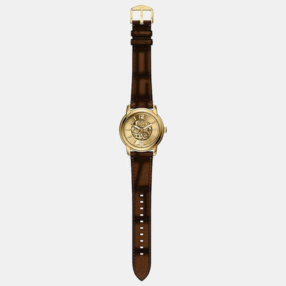 Men Automatic Gold Dial Analog Leather Watch ME3279