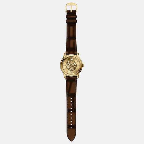 Men Automatic Gold Dial Analog Leather Watch ME3279