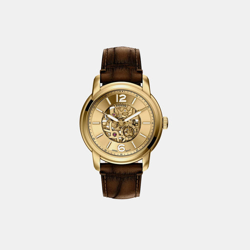 Men Automatic Gold Dial Analog Leather Watch ME3279