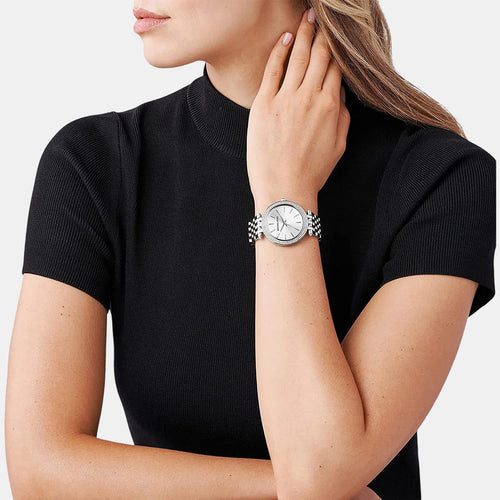 Women Quartz Silver Dial Analog Stainless Steel Watch MK3190I