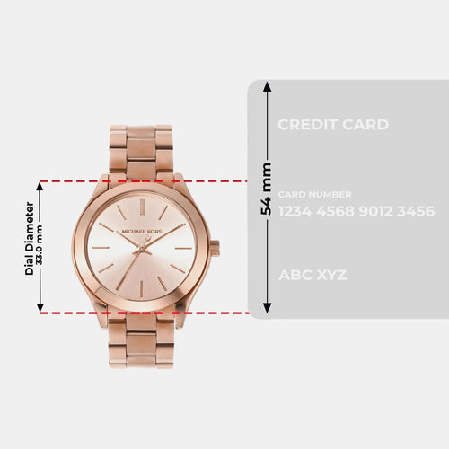Mini Slim Runway Women Quartz Pink Dial Analog Stainless Steel Watch MK3513