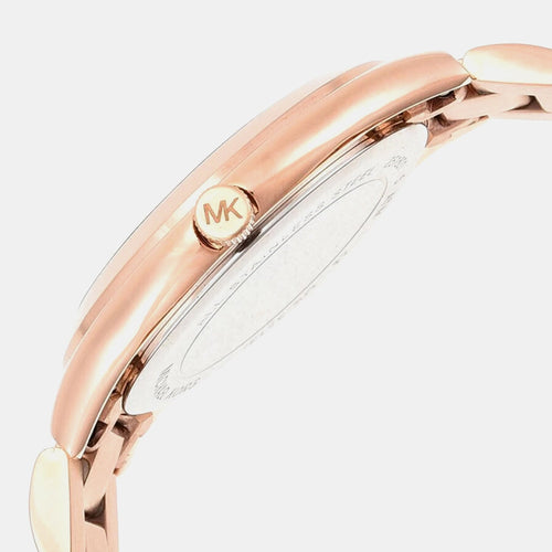 Mini Slim Runway Women Quartz Pink Dial Analog Stainless Steel Watch MK3513