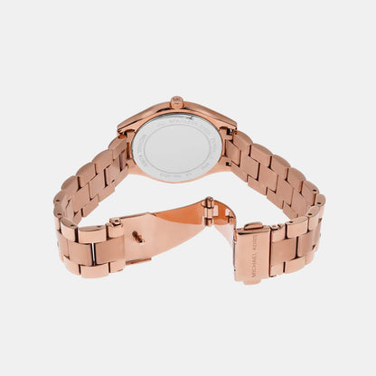 Mini Slim Runway Women Quartz Pink Dial Analog Stainless Steel Watch MK3513