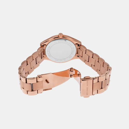 Mini Slim Runway Women Quartz Pink Dial Analog Stainless Steel Watch MK3513