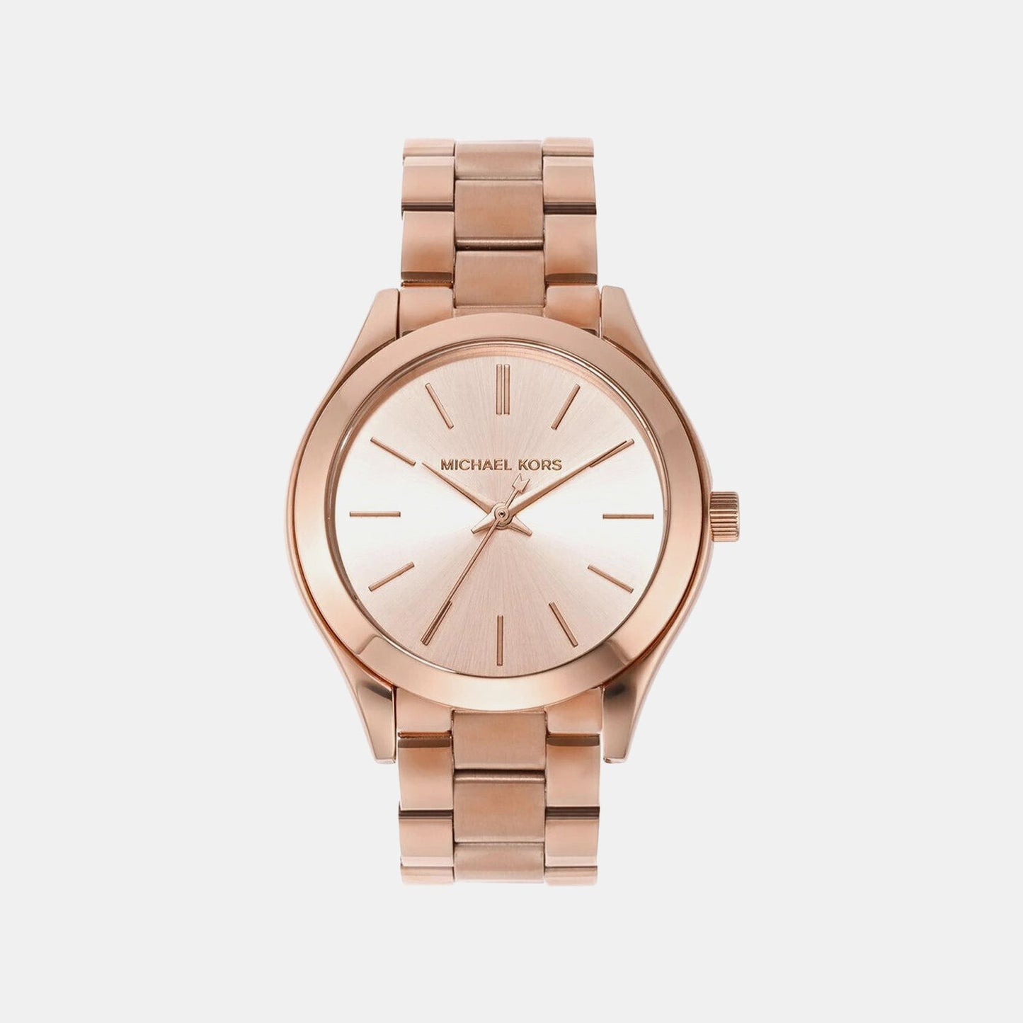 Mini Slim Runway Women Quartz Pink Dial Analog Stainless Steel Watch MK3513