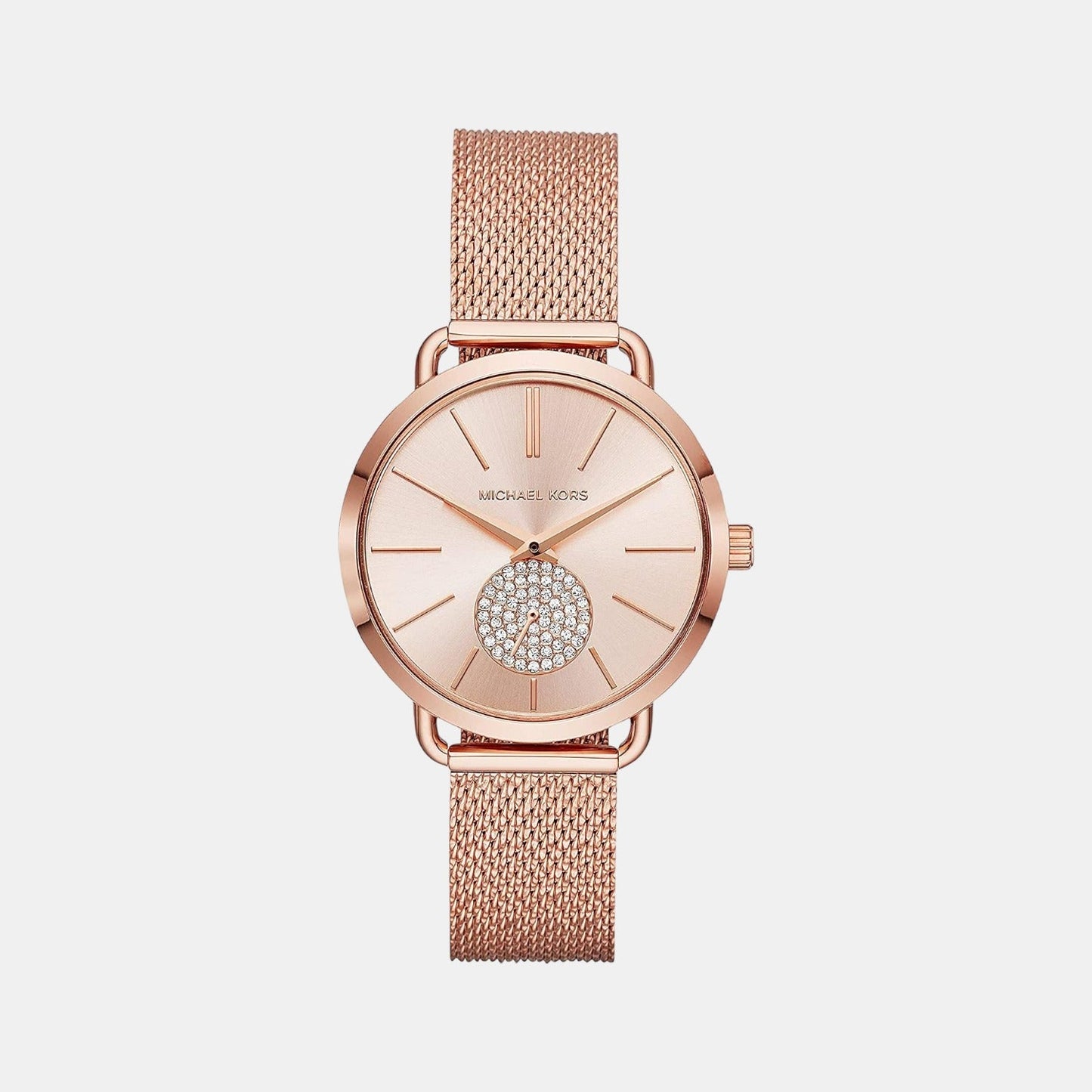 Portia Women Quartz Pink Dial Analog Stainless Steel Watch MK3845