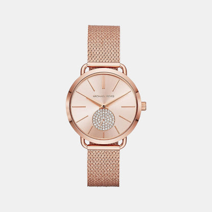 Portia Women Quartz Pink Dial Analog Stainless Steel Watch MK3845
