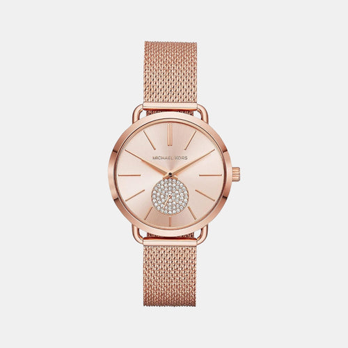 Portia Women Quartz Pink Dial Analog Stainless Steel Watch MK3845