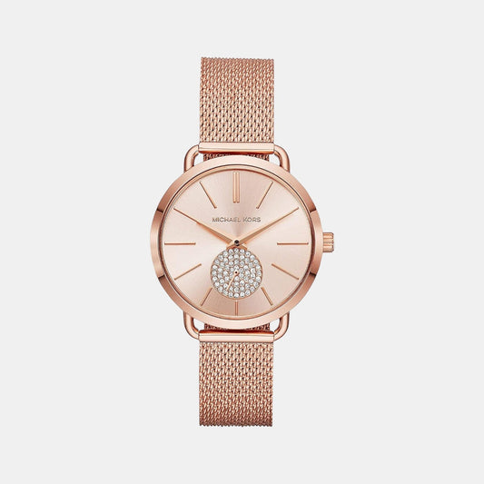 Portia Women Quartz Pink Dial Analog Stainless Steel Watch MK3845