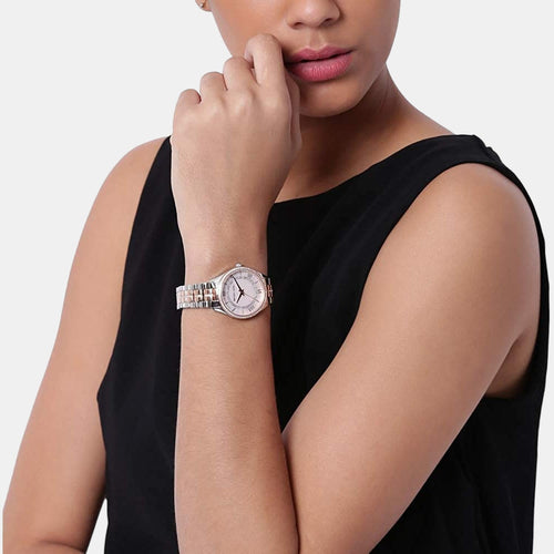 Lauryn Women Quartz Mother Of Pearl Dial Analog Stainless Steel Watch MK3979
