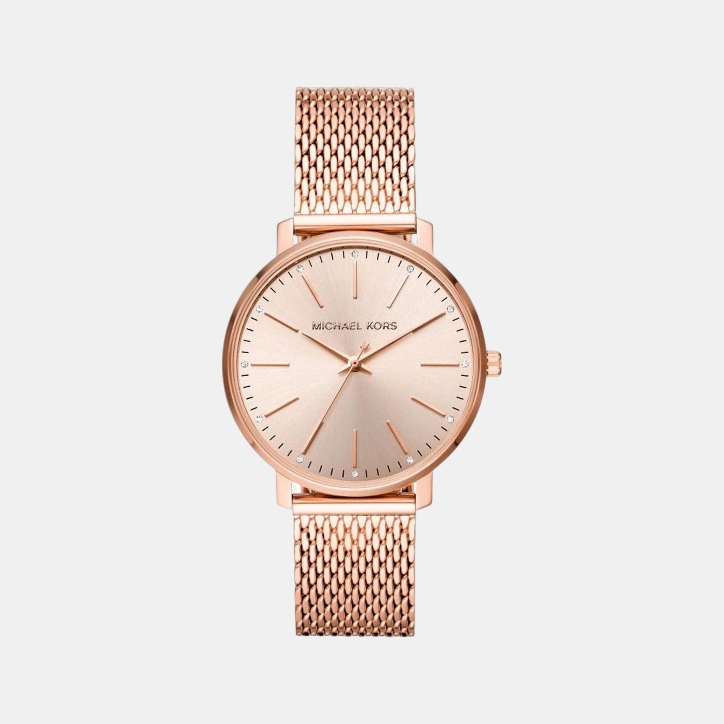 Pyper Women Quartz Rose Gold Dial Analog Mesh Watch MK4340