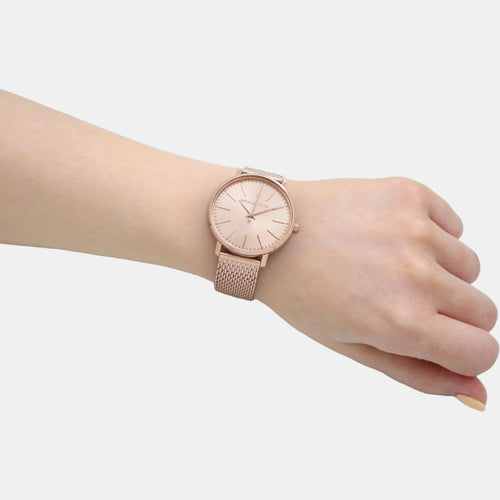 Pyper Women Quartz Rose Gold Dial Analog Mesh Watch MK4340