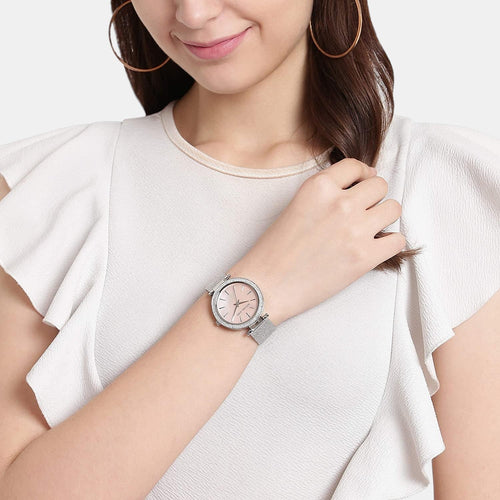 Darci Women Quartz Pink Dial Analog Stainless Steel Watch MK4518