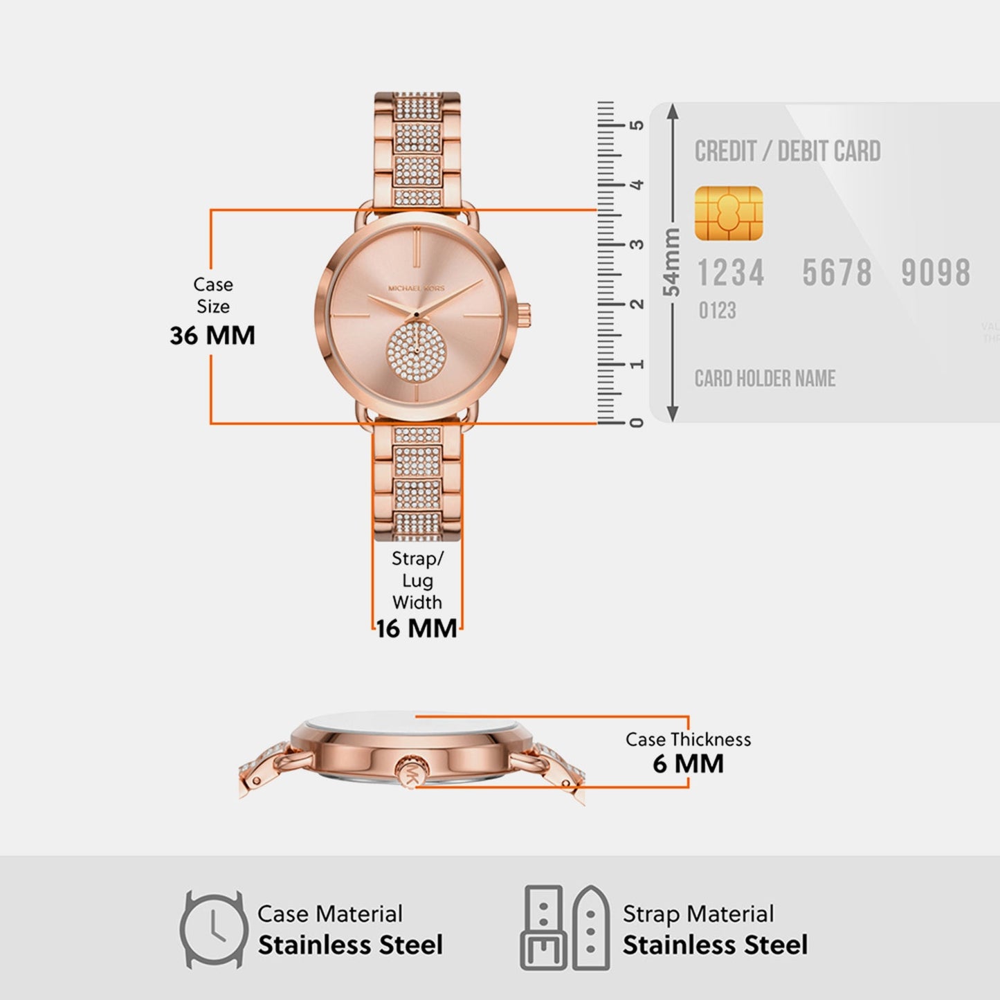 Portia Women Quartz Pink Dial Analog Stainless Steel Watch MK4598