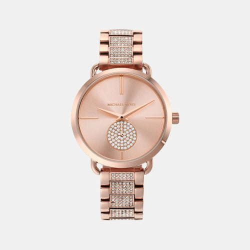 Portia Women Quartz Pink Dial Analog Stainless Steel Watch MK4598