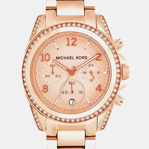 Women Quartz Pink Dial Chronograph Stainless Steel Watch MK5263I