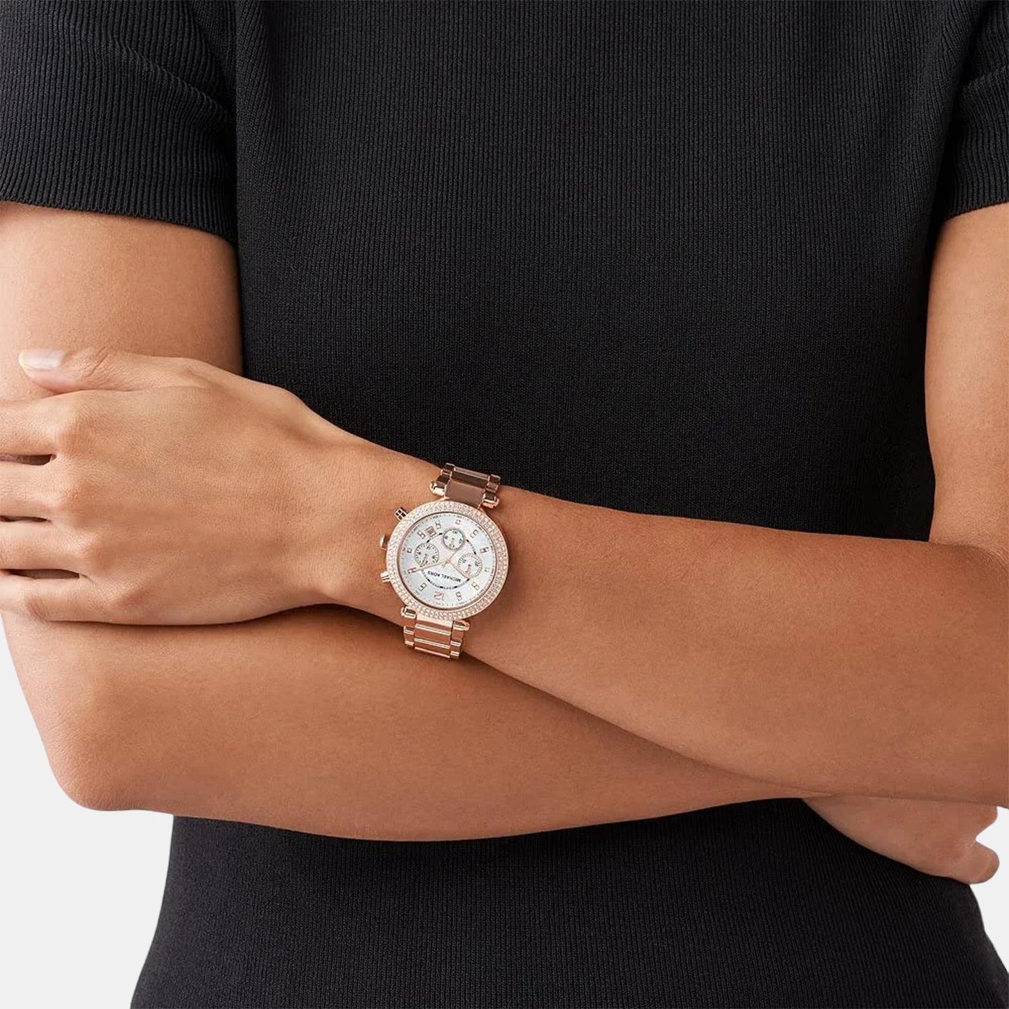 Parker Women Quartz White Dial Chronograph Stainless Steel Watch MK5491I