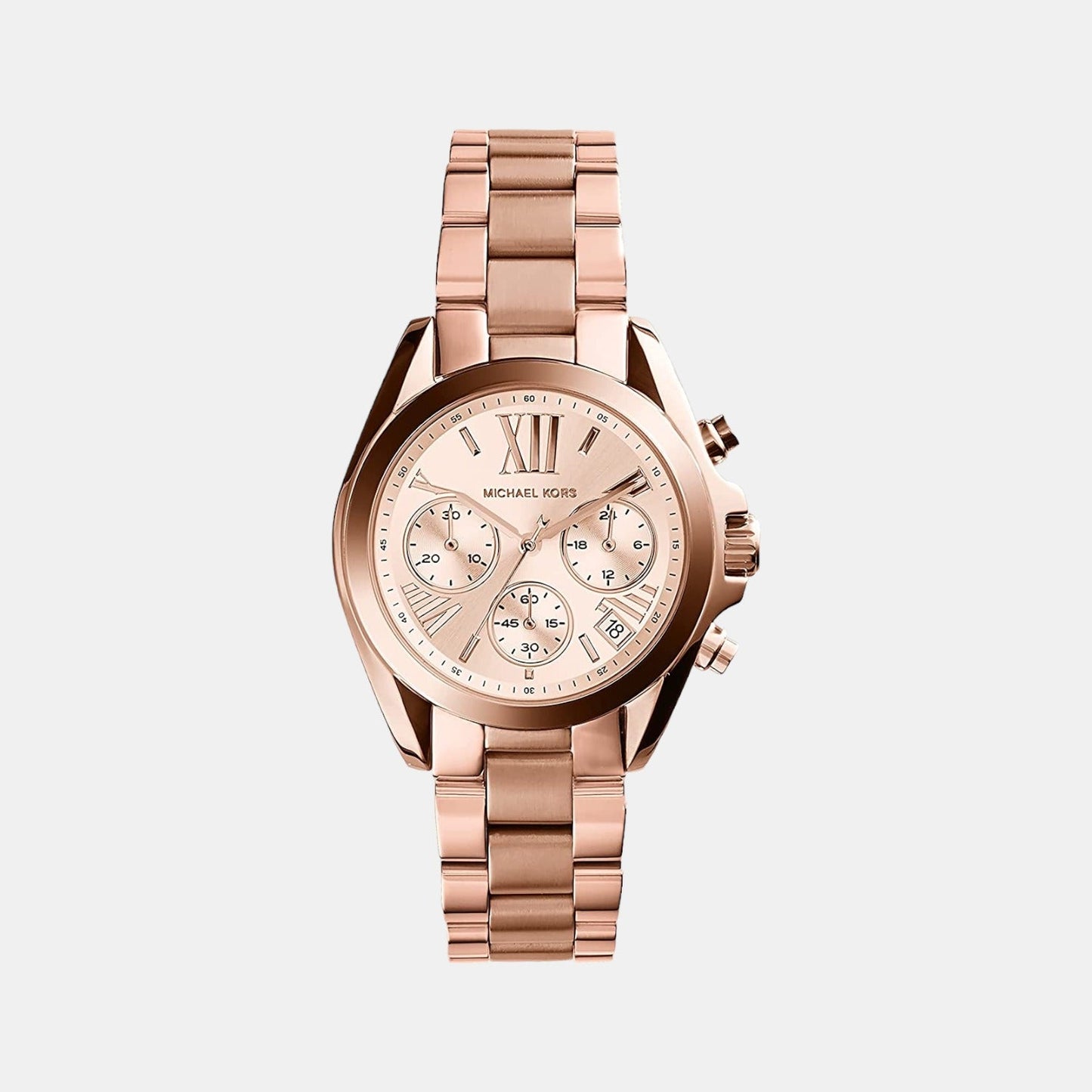 Mini Bradshaw Women Quartz Rose Gold Dial Chronograph Stainless Steel Watch MK5799