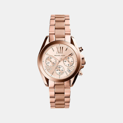 Mini Bradshaw Women Quartz Rose Gold Dial Chronograph Stainless Steel Watch MK5799