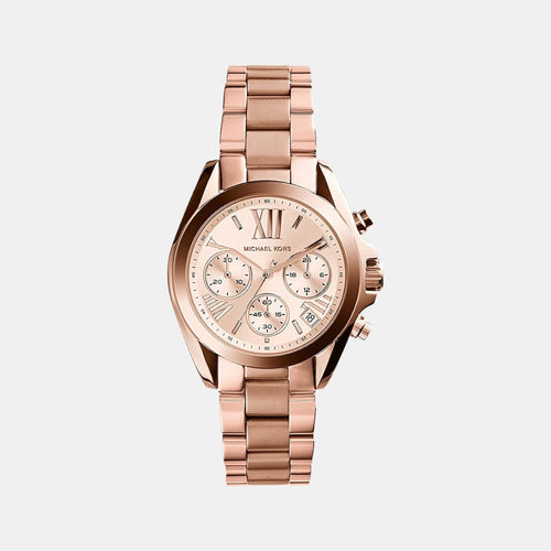 Mini Bradshaw Women Quartz Rose Gold Dial Chronograph Stainless Steel Watch MK5799