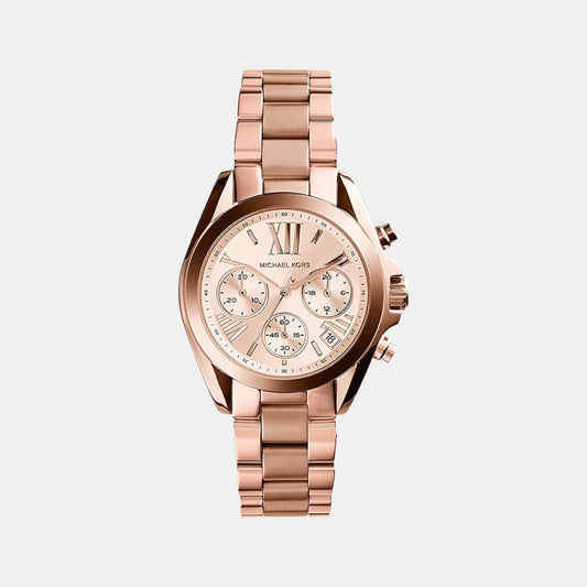 Mini Bradshaw Women Quartz Rose Gold Dial Chronograph Stainless Steel Watch MK5799