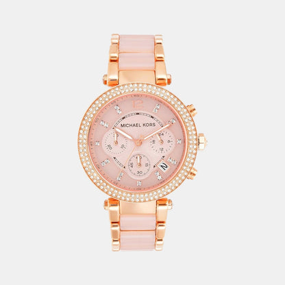 Parker Women Quartz Pink Dial Chronograph Stainless Steel Watch MK5896