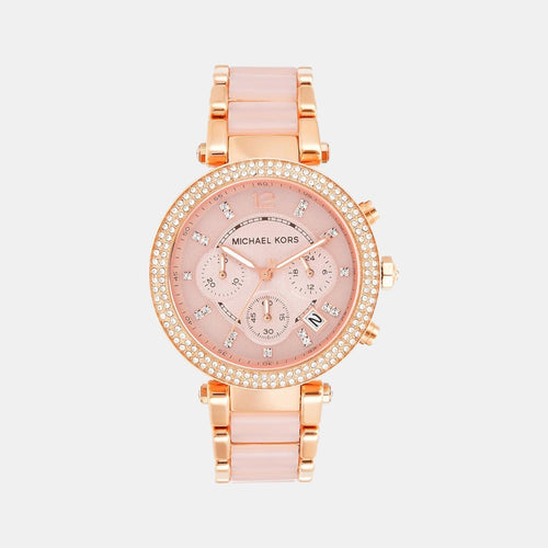 Parker Women Quartz Pink Dial Chronograph Stainless Steel Watch MK5896