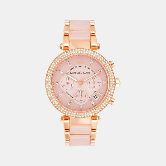 Parker Women Quartz Pink Dial Chronograph Stainless Steel Watch MK5896