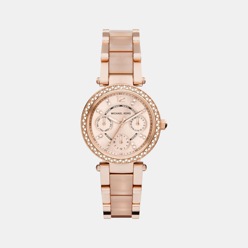 Mini Parker Women Quartz Pink Dial Chronograph Stainless Steel Watch MK6110