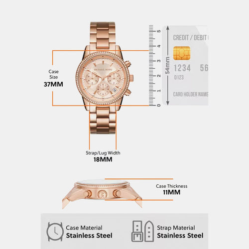 Bryant Women Quartz Rose Gold Dial Chronograph Stainless Steel Watch MK6357