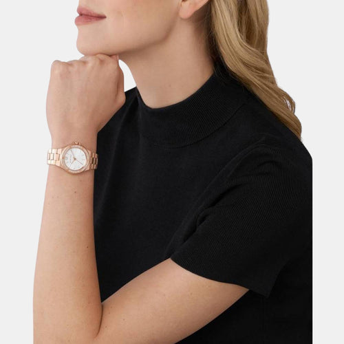 Lennox Women Quartz White Dial Analog Stainless Steel Watch MK7279