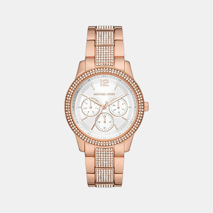 Tibby Women Quartz White Dial Multi-Function Stainless Steel Watch MK7293