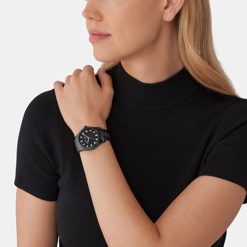 Lexington Women Quartz Black Dial Analog Stainless Steel Watch MK7442